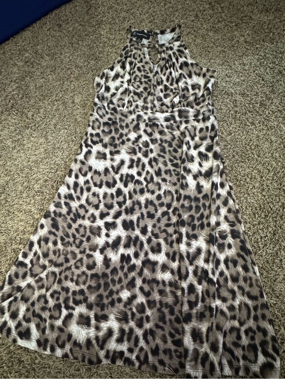 INC International Concepts Brown and Black Leopard Print Halter Dress
